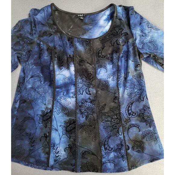 Fairy Grunge Velvet Burnout Top Whimsigoth Womens Petite LG Sami & Jo Vtg y2k - Picture 3 of 10